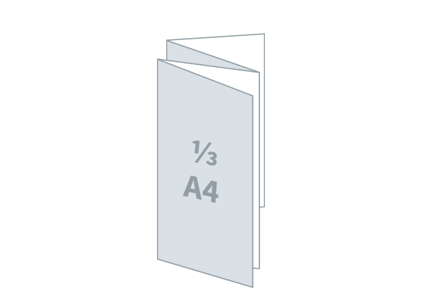 Falzflyer 4 x 1/3 A4 - Standard: 400x210 / 100x210 mm - W fold (D3)