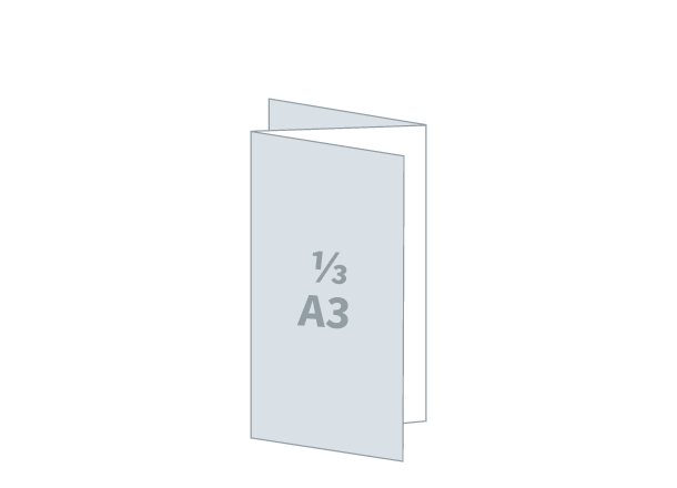 Falzflyer 3 x 1/3 A3 - 3D UV Spot: 420x297 / 140x297 mm - Zickzackfalz (D2)