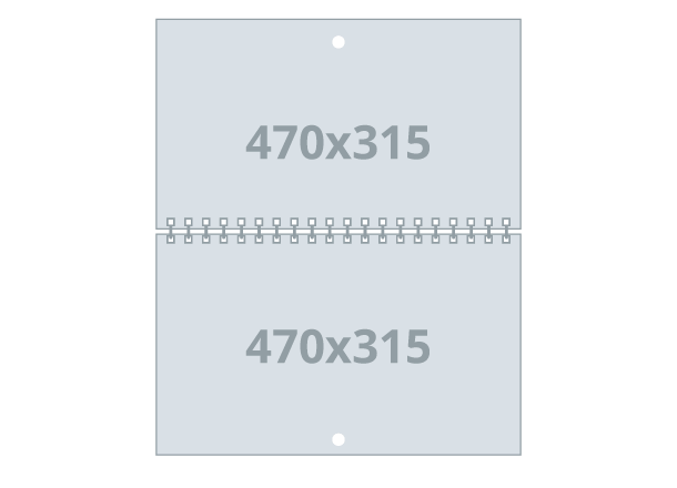 Wandkalender: 470x315 mm - Quer, Wire-O-Bindung (D2)