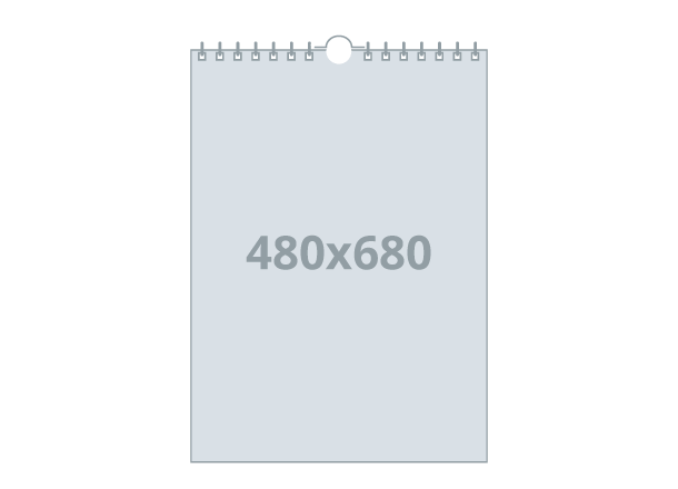 Wandkalender B2: 480x680 mm- Hoch, Wire-O-Bindung (D1)