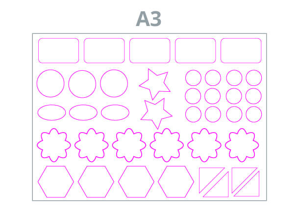 Aufkleber auf Bögen A3 - Multiple: Cnc-Cut