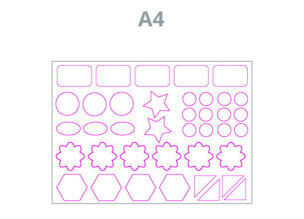 Aufkleber auf Bögen A4 - Multiple: Cnc-Cut