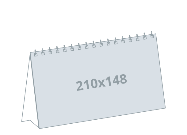 Tischkalender A5: 210x148 mm - Quer, Wire-O-Bindung (D9)