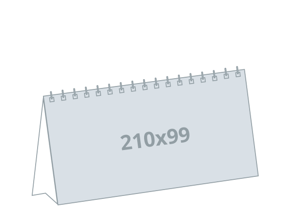 Tischkalender 1/3 A4: 210x99 mm - Quer, Wire-O-Bindung (D12)