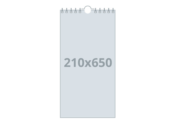 Wandkalender XL: 210x650 mm - Hoch, Wire-O-Bindung (D2)
