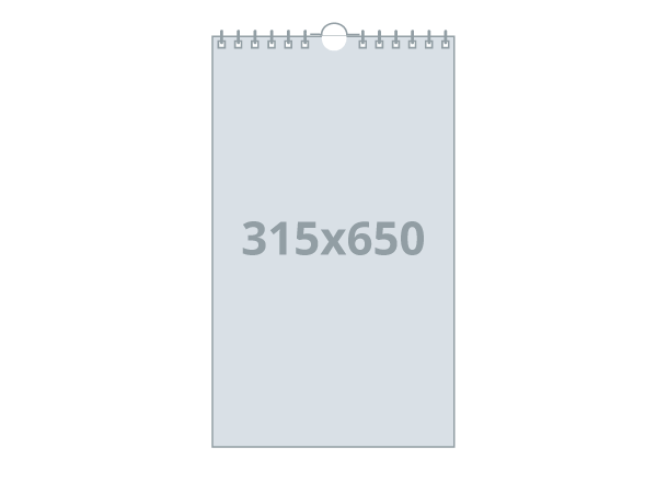 Wandkalender XL: 315x650mm - Hoch, Wire-O-Bindung (D1S)