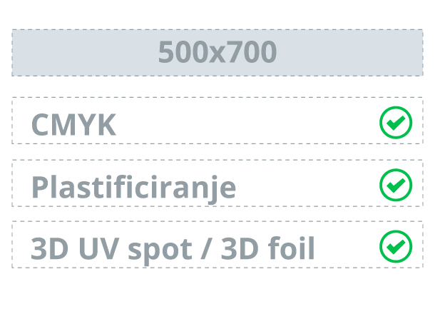 Pole 500x700 mm: CMYK + plastificiranje + premium dodelave