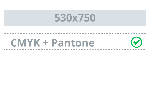 Pole 530x750 mm: CMYK+Pantone