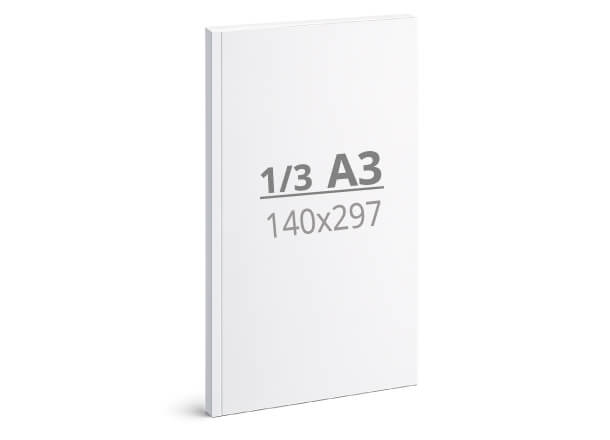Broschüre 1/3 A3: 140x297 mm - Softcover / Fadenheftung (D2)