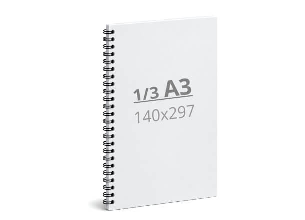 Notizbuch 1/3 A3: 140x297 / 280x297 mm, Wire-O-Bindung (D6)