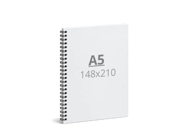 Notizbuch A5: 148x210 / 296x210 mm, Wire-O-Bindung (D9)