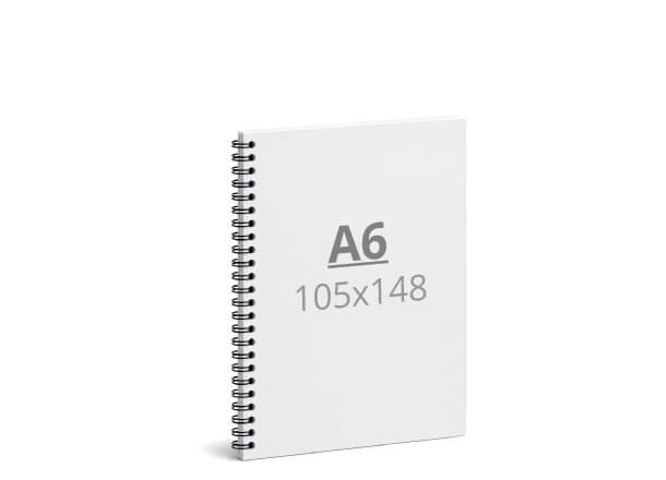Notizbuch A6: 105x148 / 210x148 mm, Wire-O-Bindung (D18)