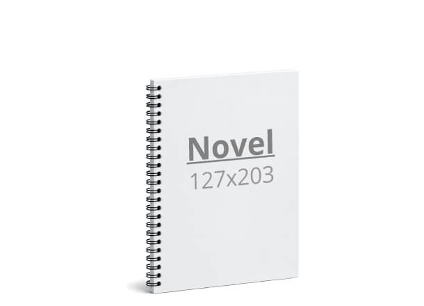 Notizbuch Novel: 127x203 / 254x203 mm, Wire-O-Bindung (D10)